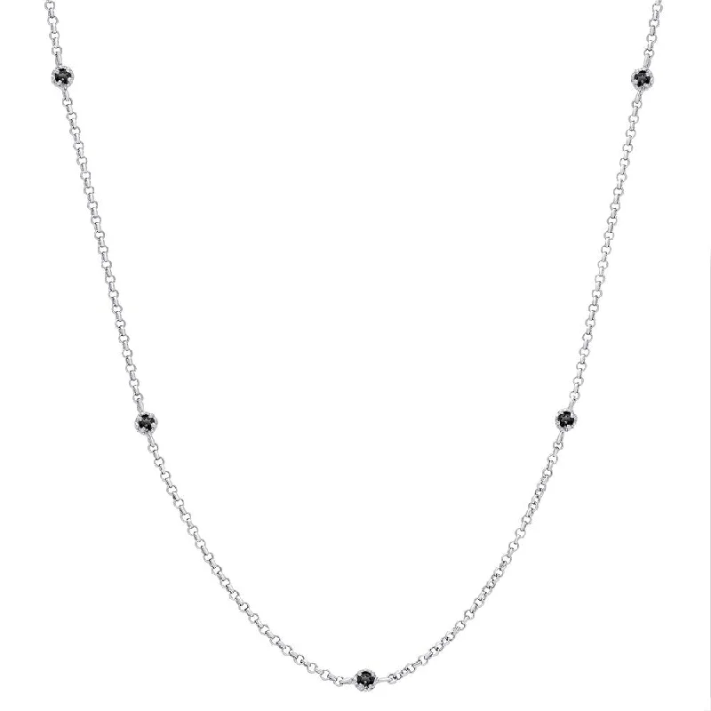 Finesque Sterling Silver 1/2 ct TDW Black Diamond Necklace