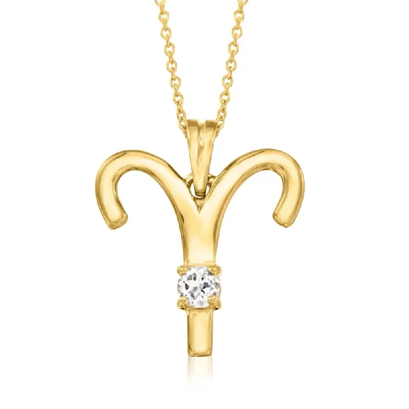 18KT Yellow Gold Over Sterling Silver, Aries Zodiac Sign Pendant Necklace