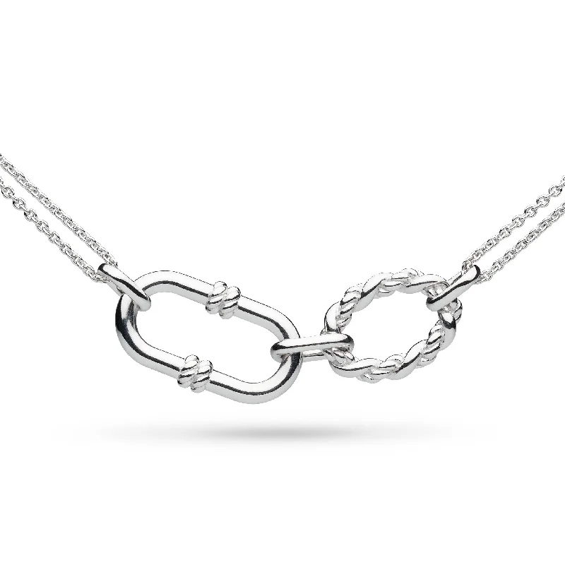 Silver Marina Rope Link Duo Grande Twin Chain 18" Necklet