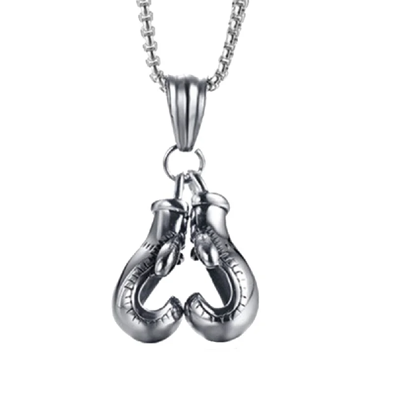 Fashion Men Boxing Glove Pendant Chain Necklace Fitness Sports Jewelry Gift - no