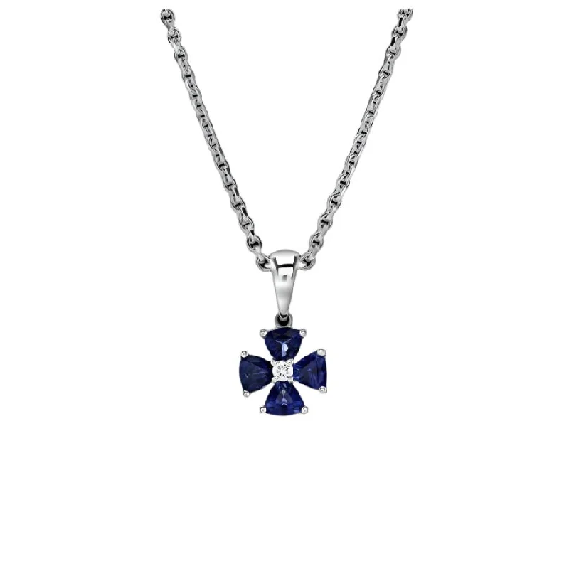 18ct White Gold Sapphire & Diamond Pendant & Chain