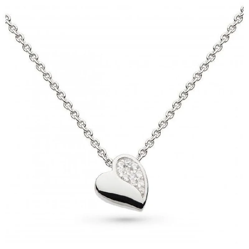 Silver Miniature Sparkle CZ Sweet Heart 17' Necklace