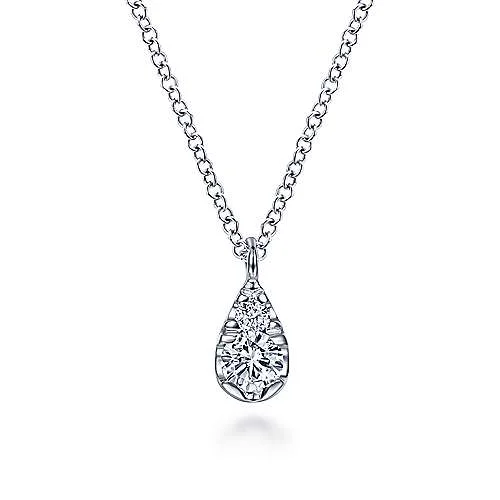 Gabriel & Co., 14K  White Teardrop Pendant Necklace