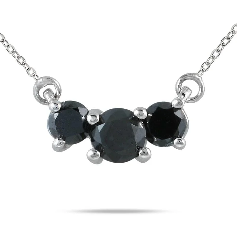 Marquee 14k White Gold 1/2ct TDW Black Diamond 3-stone Necklace