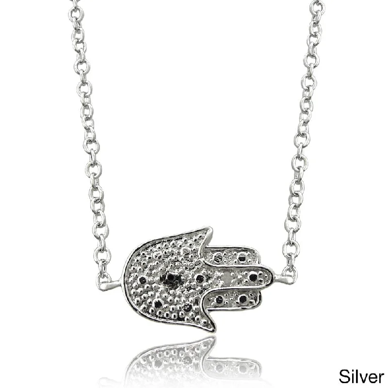 Finesque Diamond Accent Hamsa Necklace