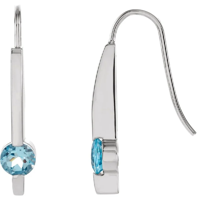 14k White Gold Aquamarine Dangle Earring for Women