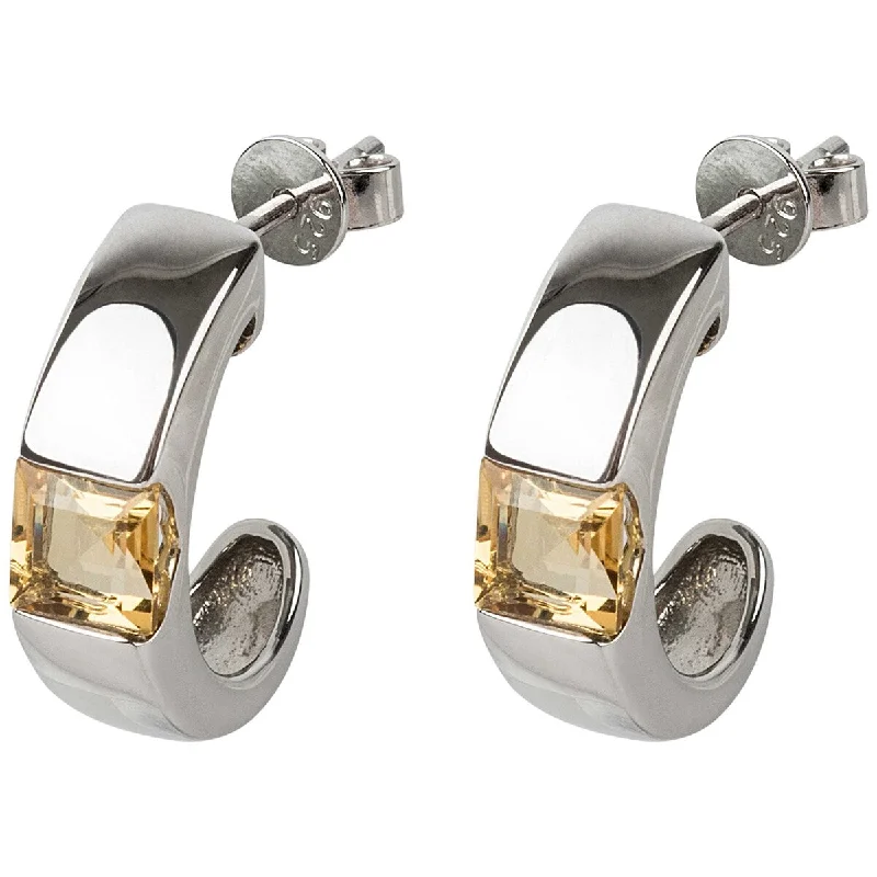 925 Sterling Silver Citrine Hoop Earring