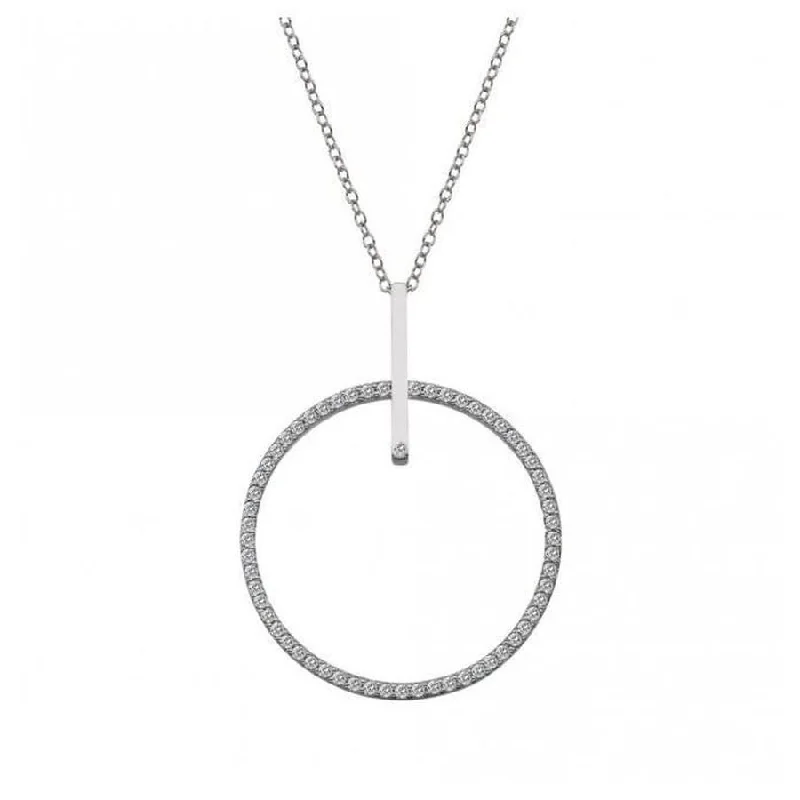 Silver Constant Circle 35mm White Topaz Pendant & Chain