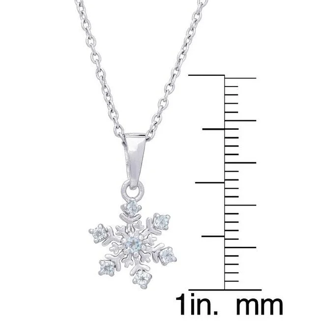 Victoria Townsend .925 Sterling Silver Blue Topaz Snowflake Pendant Necklace.