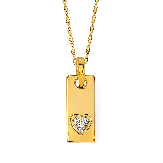 Yellow Gold Heart Tag Pendant Necklace