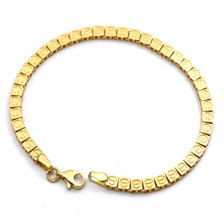 Real Gold Solid Square Chain Bracelet (19 C.M) - Model GZJCT0564 BR1734