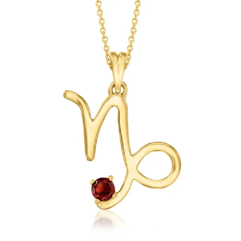 18KT Yellow Gold Over Sterling Silver, Capricorn Zodiac Sign Pendant Necklace