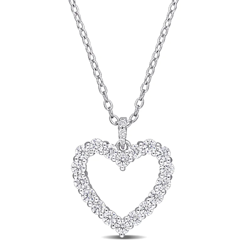 Miadora Sterling Silver 3/5ct TGW Created White Moissanite Heart Necklace