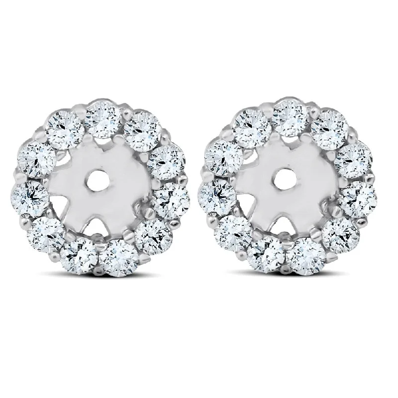 3/8ct Halo Diamond Earring Jackets White Gold (4mm)