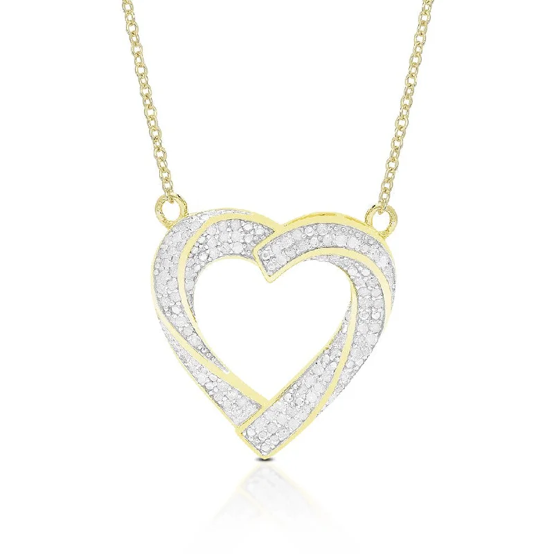 Finesque Sterling Silver 1/2ct TDW Diamond Heart Pendant Necklace