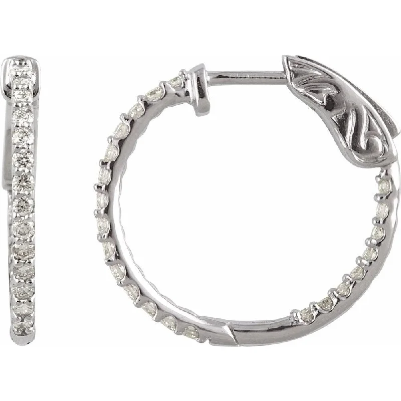 Sterling Silver Cubic Zirconia Inside-Outside 19 mm Hoop Earring for Women