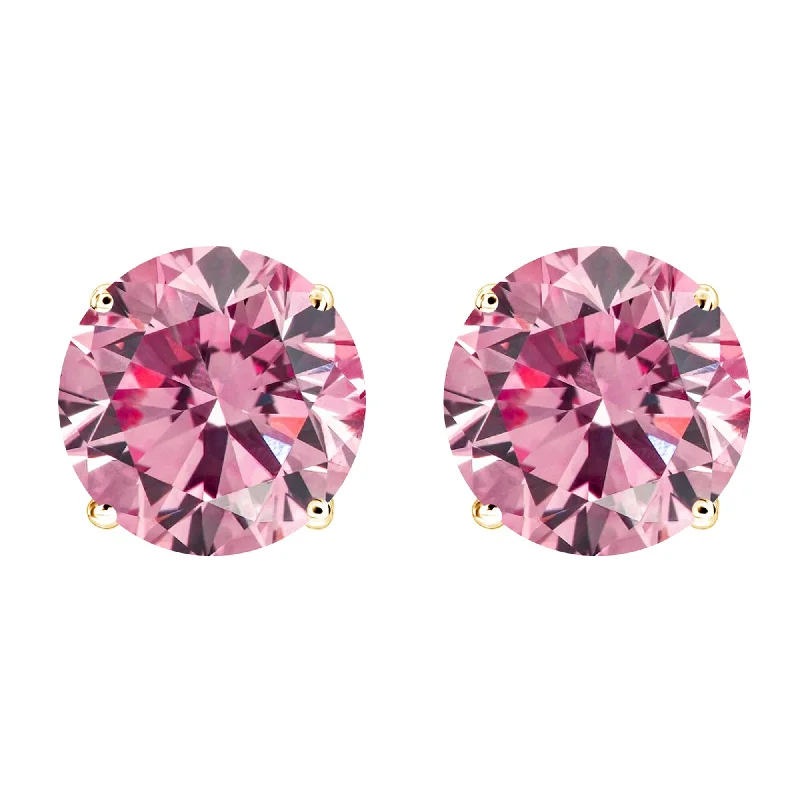 Gold Over Sterling Silver with Pink Moissanite Stud Earring