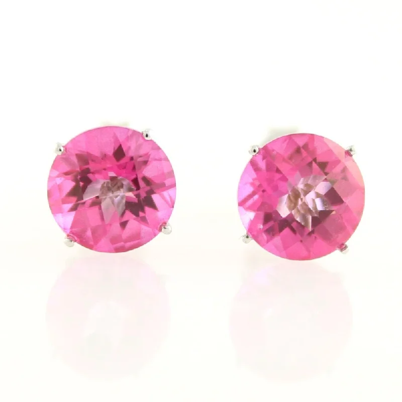 Sterling Silver 4.38ctw Pink Topaz Studs Earring 0.31"L