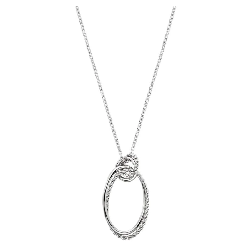 Silver Unity Oval Diamond Set Pendant & Chain