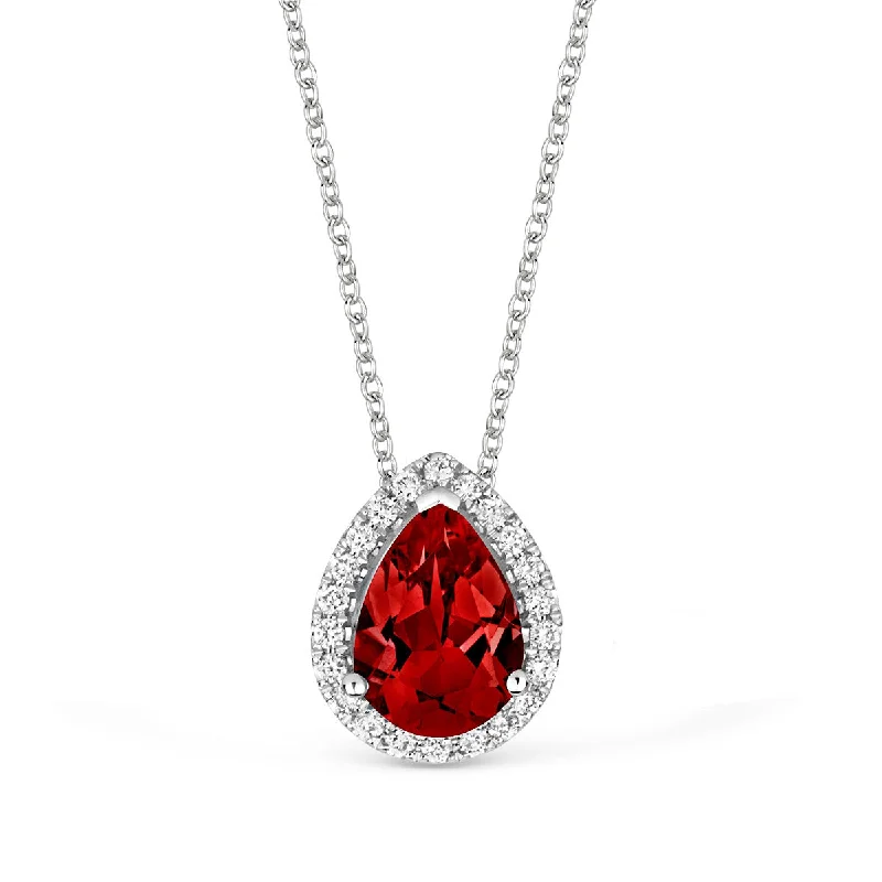 18ct white gold Garnet and Diamond Pendant