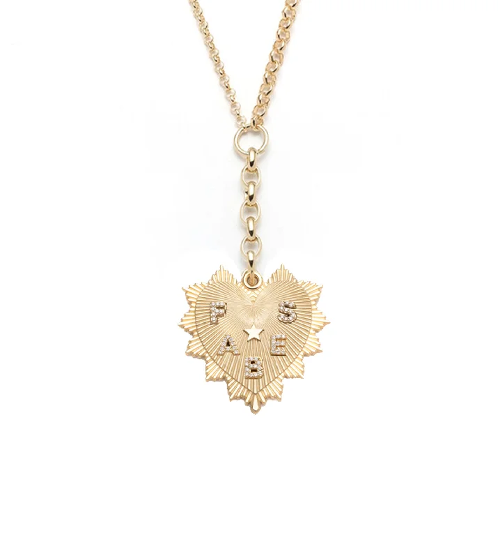 Custom Oversized Love Token : Medium Mixed Belcher Extension Chain Necklace