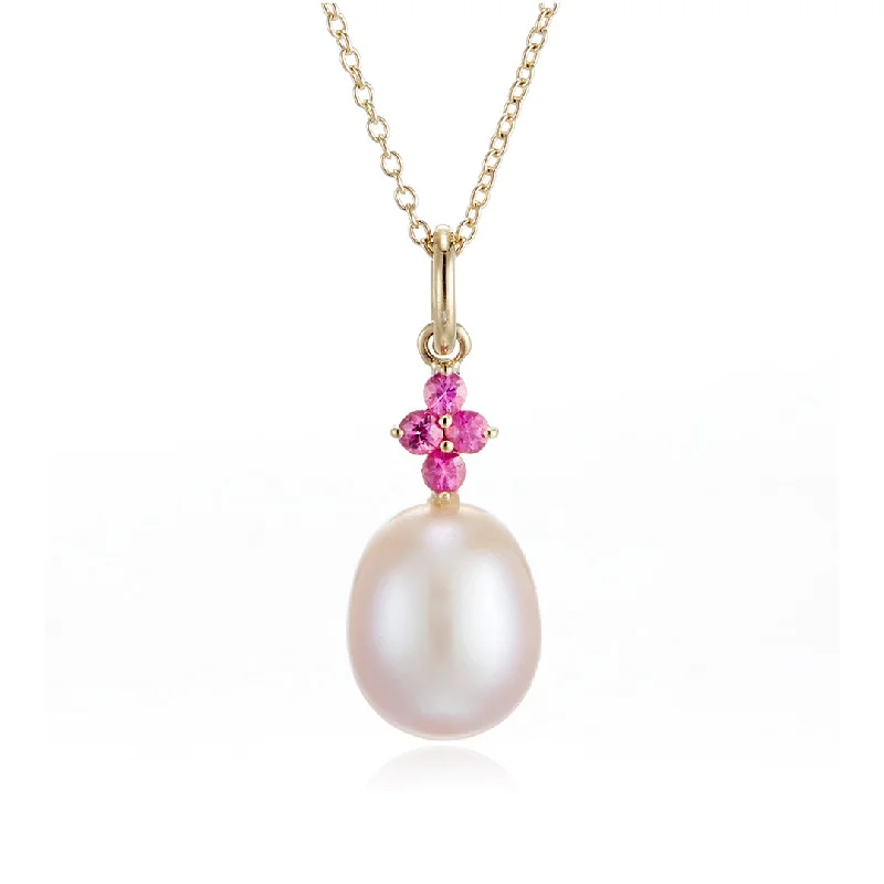 Pink Pearl & Pink Sapphire Pendant Necklace