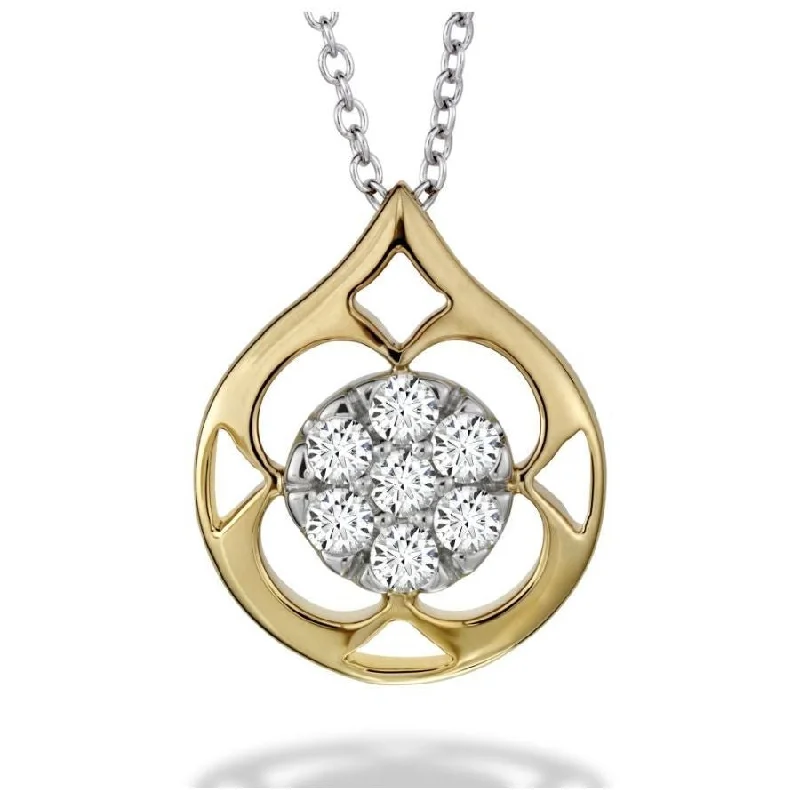 18ct Yellow Gold & Platinum Round Brilliant Cut Diamond Set Copley Pendant