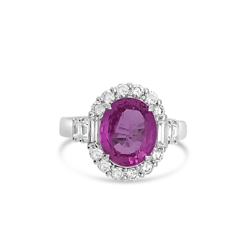 Pink Sapphire & Diamond Ring