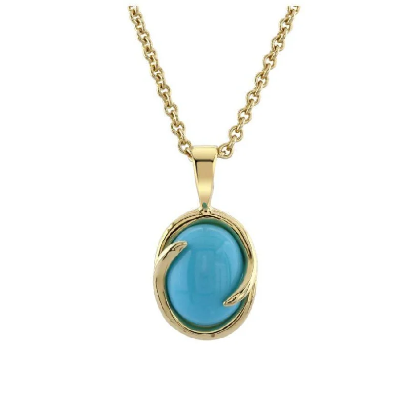 9ct Yellow Gold Oval Turquoise Pendant