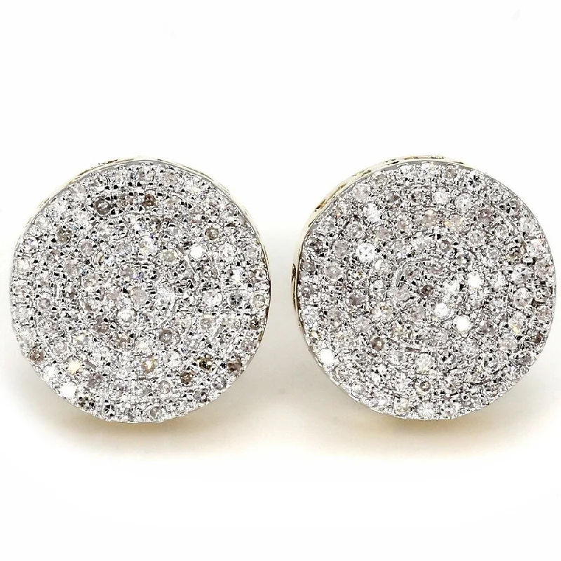 Pompeii3 10k Yellow Gold 1/2 ct TDE Pave Diamond Studs Womens Earring 10.5MM