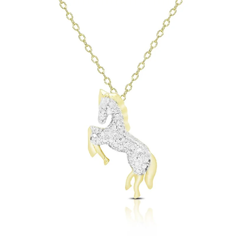 Finesque Gold Overlay Diamond Accent Horse Necklace