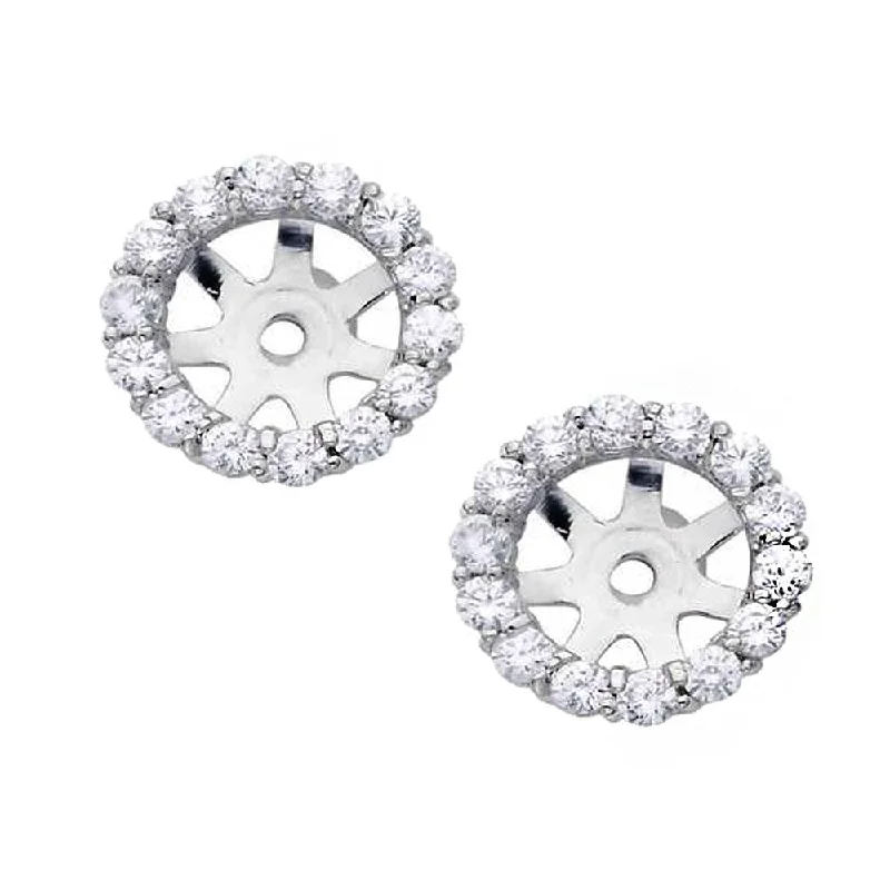 14k White Gold 4/5ct TDW Diamond Stud Earring Jackets (I-J, I2-I3)