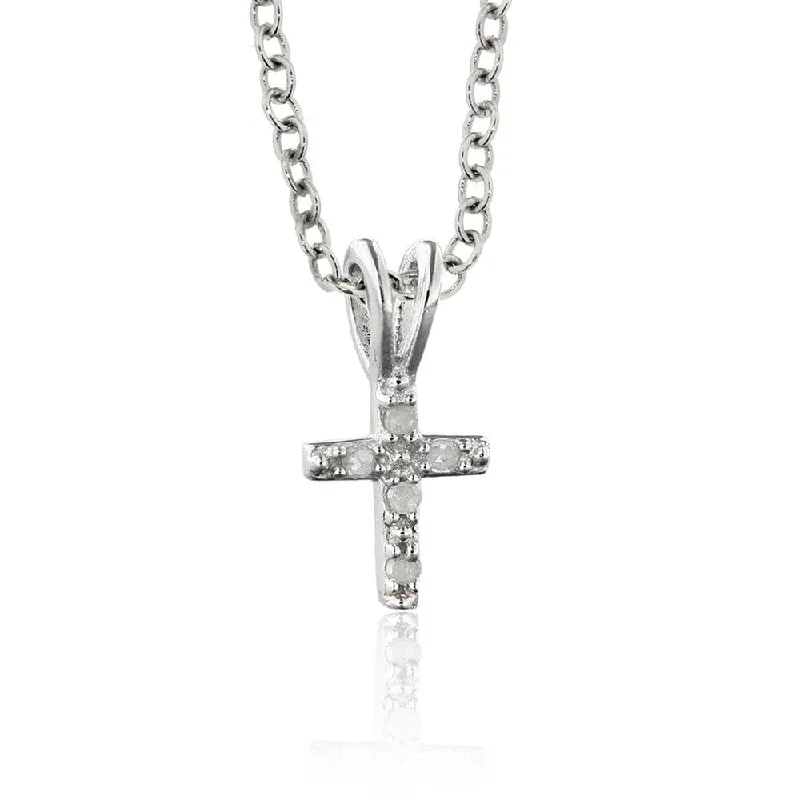 Finesque Sterling Silver Diamond Accent Cross Necklace