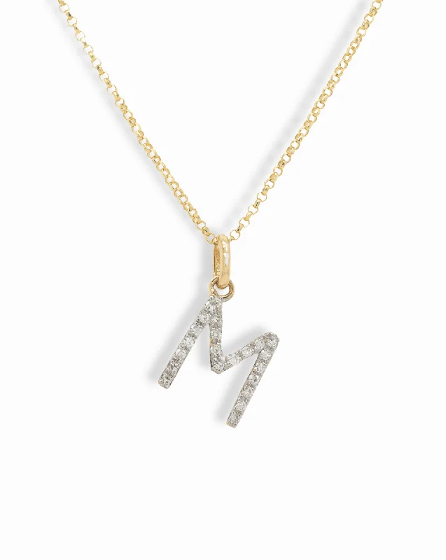 14k Diamond Initial Pendant Necklace