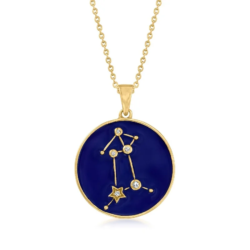 18K Yellow Gold Over Sterling Silver, Aries Zodiac Sign Necklace