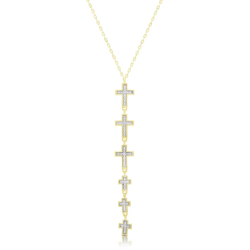 Finesque Gold Over Sterling Silver Diamond Accent Cross Link Necklace