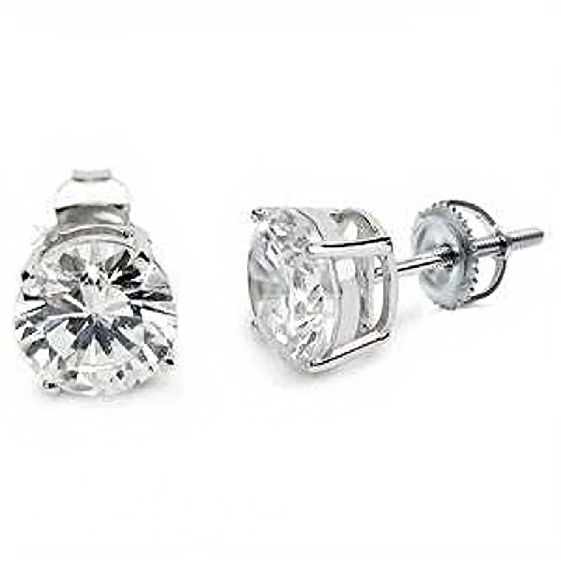 Sterling Silver Round Screw Back Stud Earring