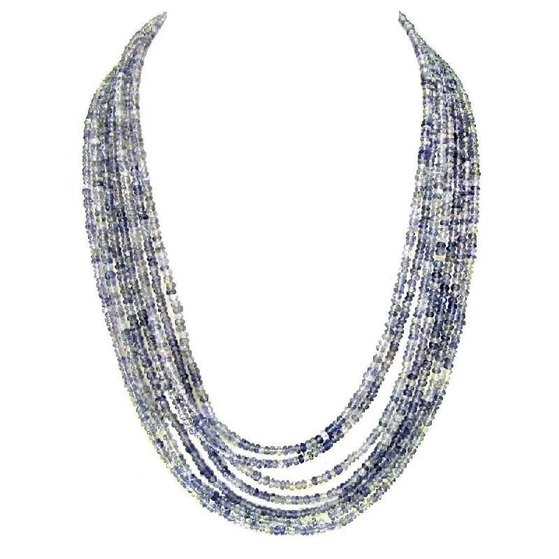 DaVonna 18k Gold over Silver 3.5-5mm Blue Iolite Multi-Strand Necklace 20" - Purple