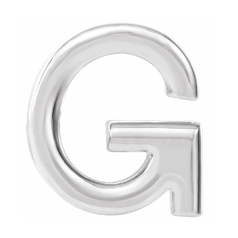 925 Sterling Silver Single Initial G Stud Earring for Women