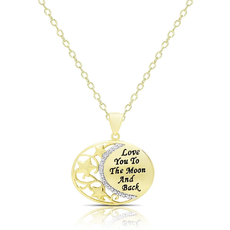 Finesque Gold Over Sterling Silver Diamond Accent 'Love You To The Moon and Back' Necklace