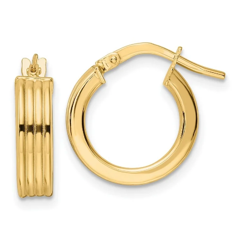 Curata 14k Yellow Gold Polished Twisted 14.5x4mm Round Hoop Earring