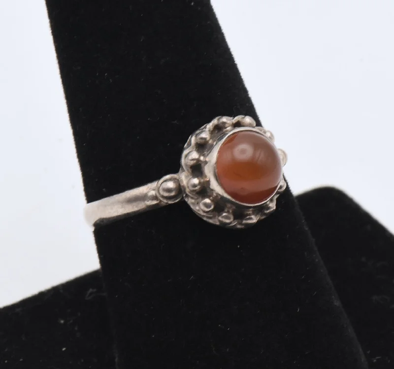 Vintage Handmade Carnelian Sterling Silver Ring - Size 8.25