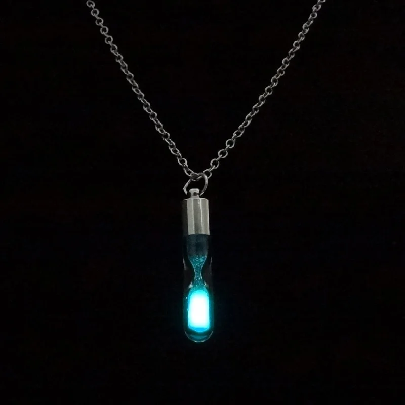 Glowing Necklace Hourglass Luminous Glass Adjustable Necklace Jewelry For Women - no