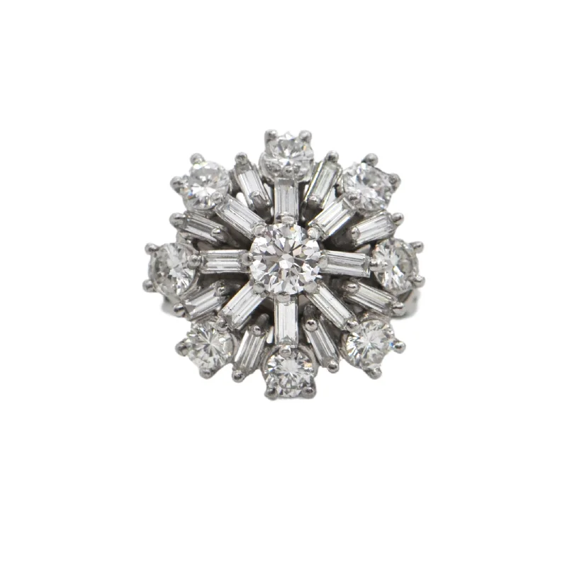 Vintage Diamond and Platinum Snowflake Ring