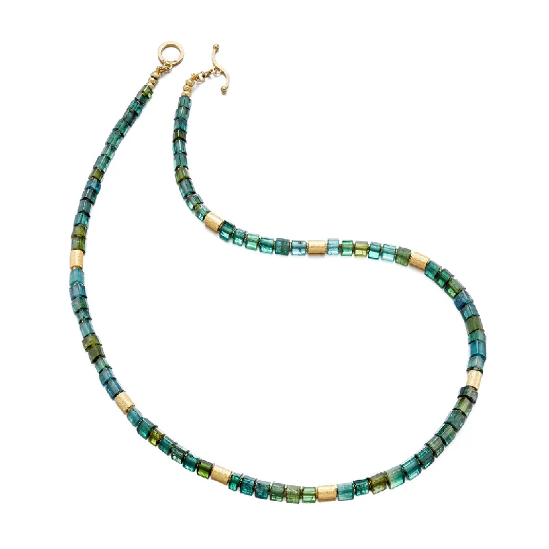 Indicolite Tourmaline Bead Necklace