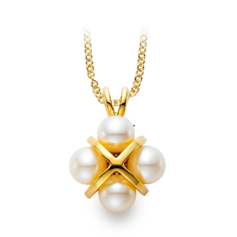 Pearl & Gold Cross Pendant Necklace