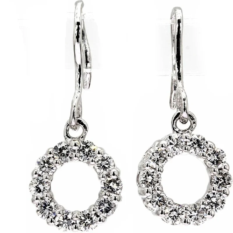 Pompeii3 10k White Gold 1/2 ct TDW Diamond Circle Dangle Womens Earring