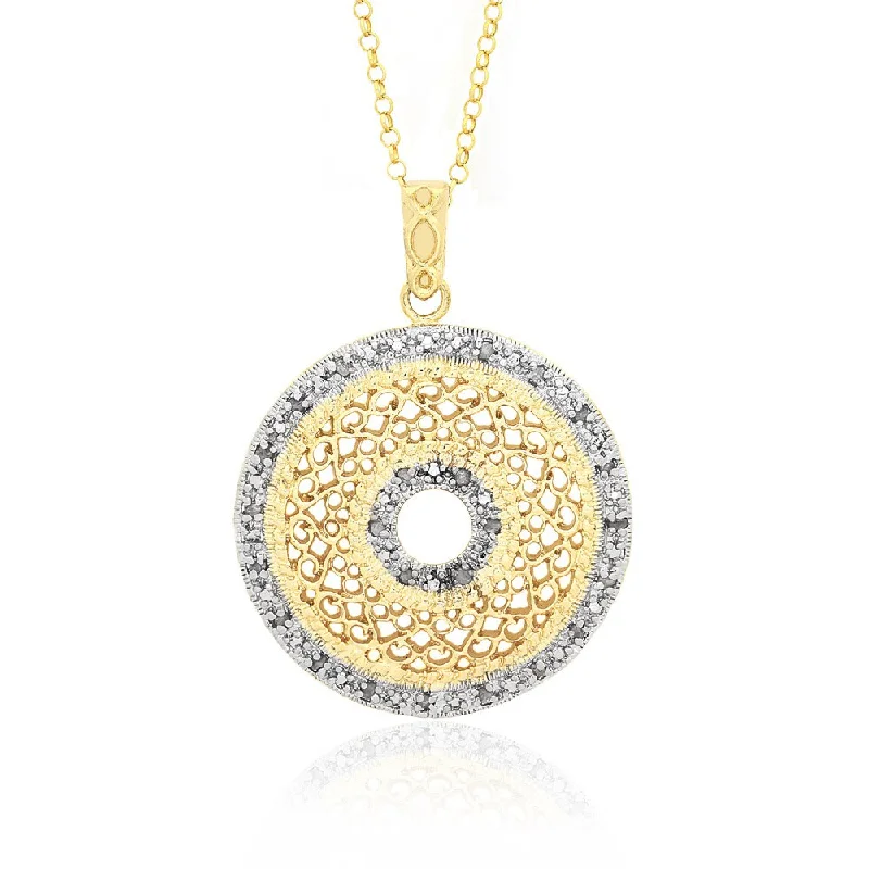 Finesque 18k Gold over Silver 1/4ct TDW Diamond Circle Necklace (I-J, I2-I3)