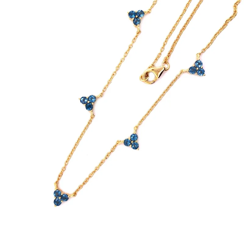 18k Yellow Gold Over Sterling Silver London Blue Topaz Gemstone Necklace