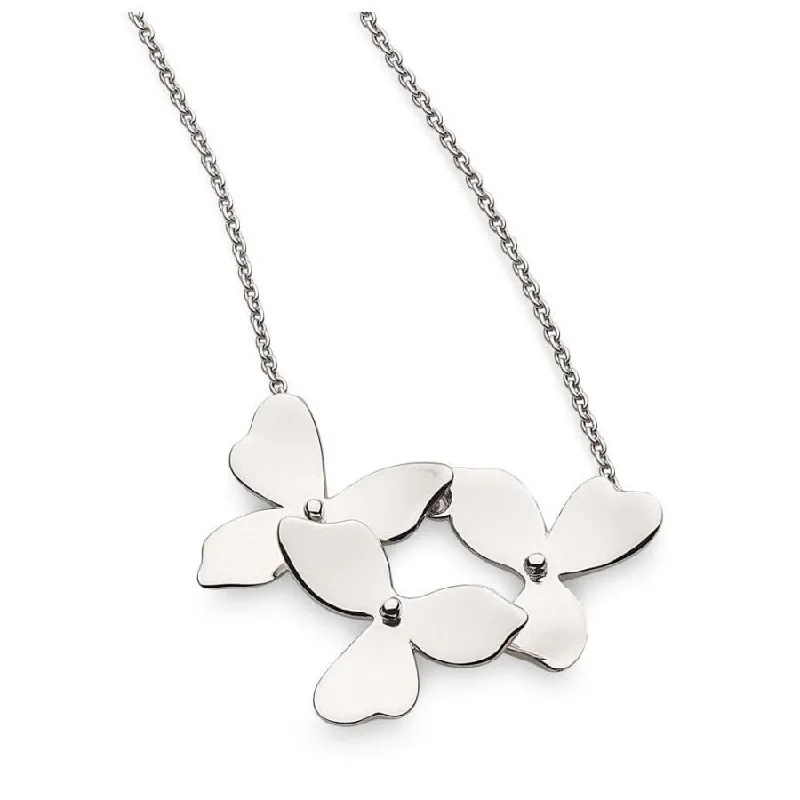 Silver Blossom Petal Bloom Trio Necklace